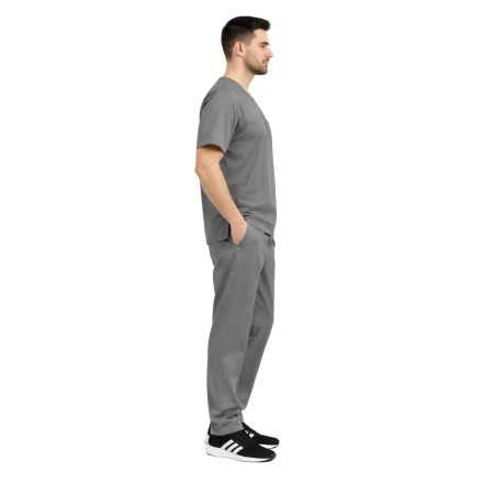 Komplet medyczny męski szary CLINIC SLIM roz. 3XL – komplet medyczny – strój medyczny - inne ujęcie